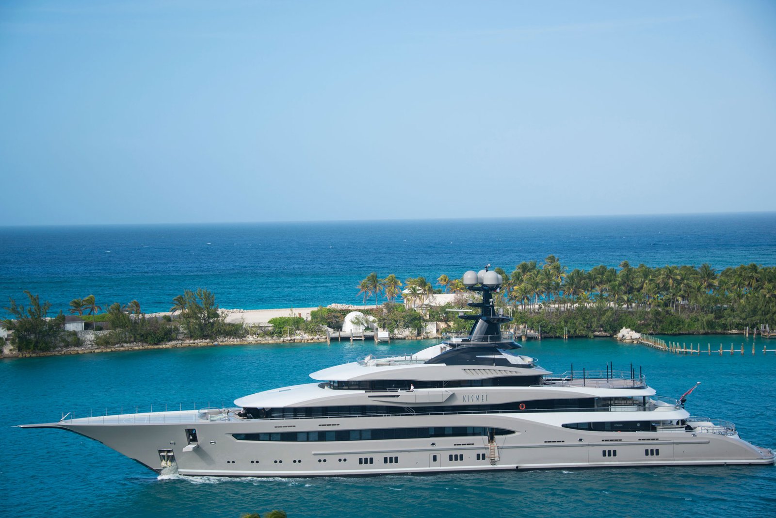 Luxury private yacht on open water